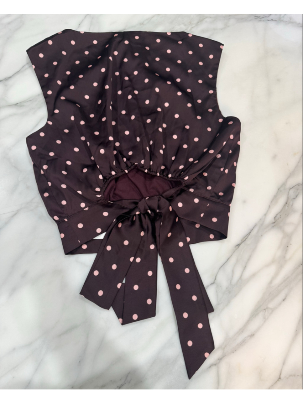 Commense Brown Polka Dot Midi Skirt Top Set Size M 90s Minimalist Elevated - Picture 8 of 11
